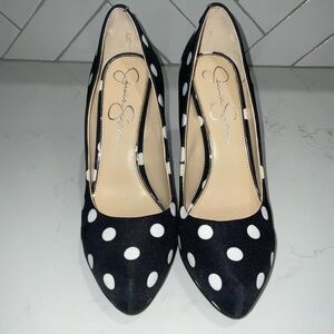 Polka Dot Black and White Women's Heels